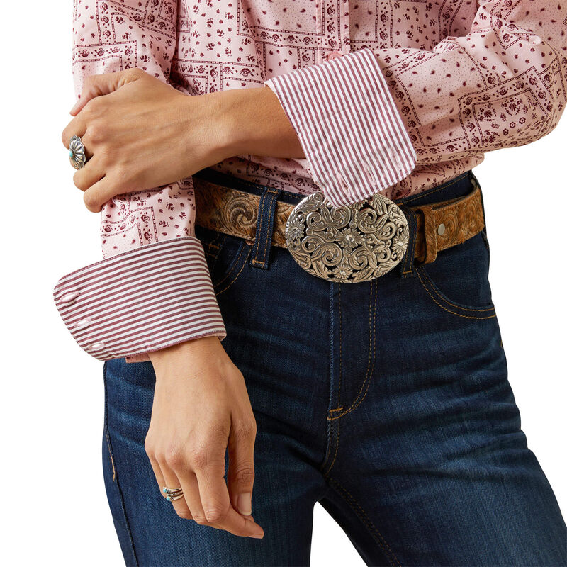 Wrinkle Resist Kirby Stretch Shirt - Coral Blush Paisley