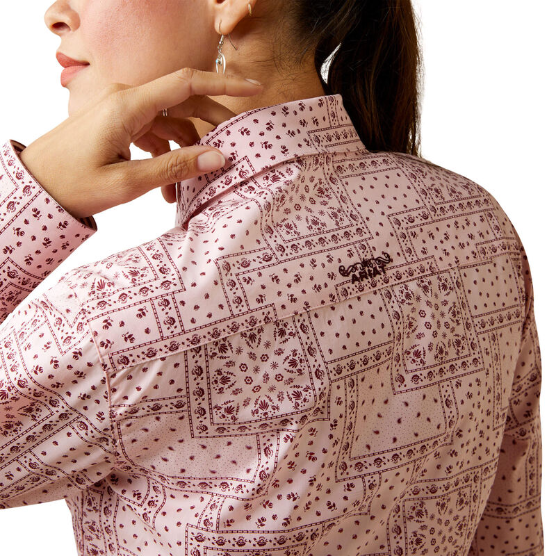 Wrinkle Resist Kirby Stretch Shirt - Coral Blush Paisley