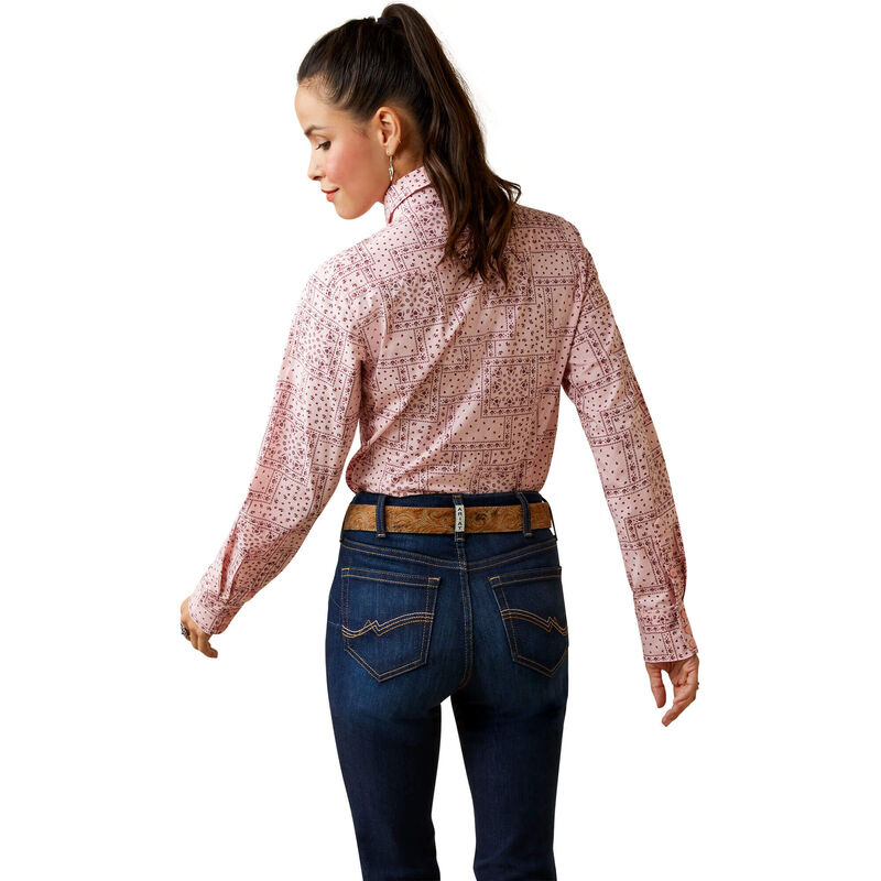 Wrinkle Resist Kirby Stretch Shirt - Coral Blush Paisley