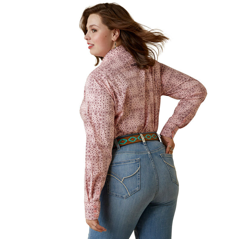 Wrinkle Resist Kirby Stretch Shirt - Coral Blush Paisley