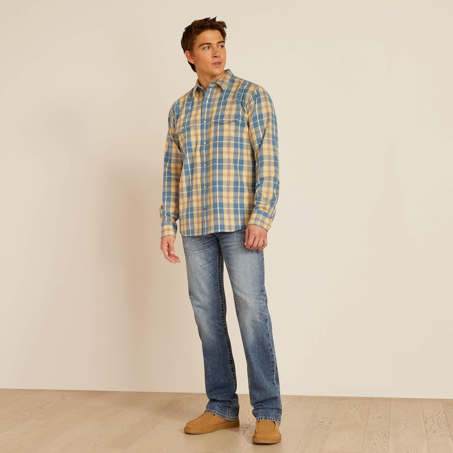 Harlem Retro Fit Western Shirt - Pale Khaki