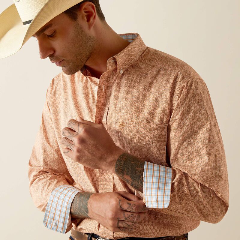 Wrinkle Free Brysen Classic Fit Western Shirt - Orange