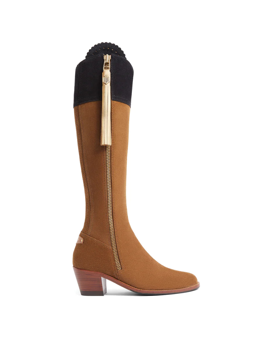 Heeled Regina Tan/Navy Suede - 10 Year Anniversary Collection