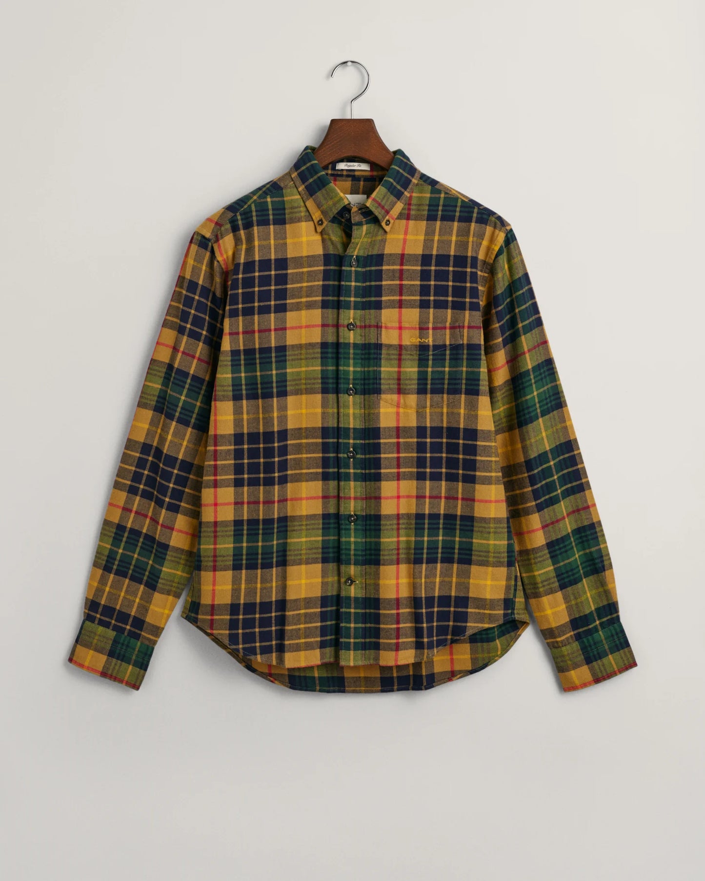 Regular Fit Plaid Flannel Check Shirt - Mustard Beige