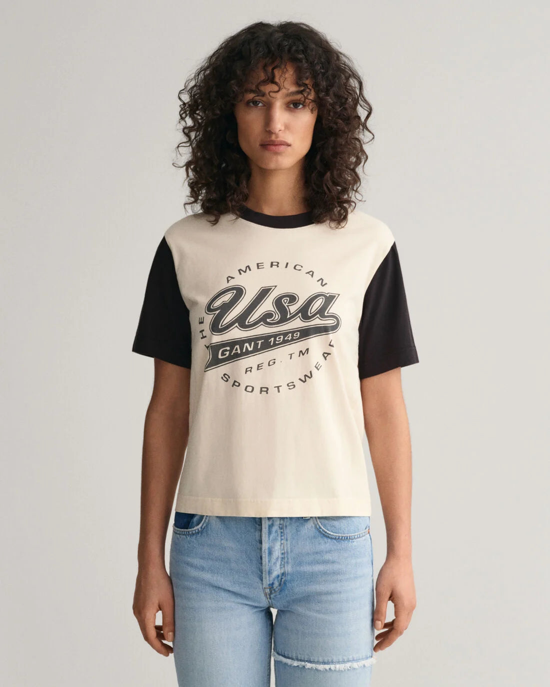 Logo Colour Block T-Shirt - Linen