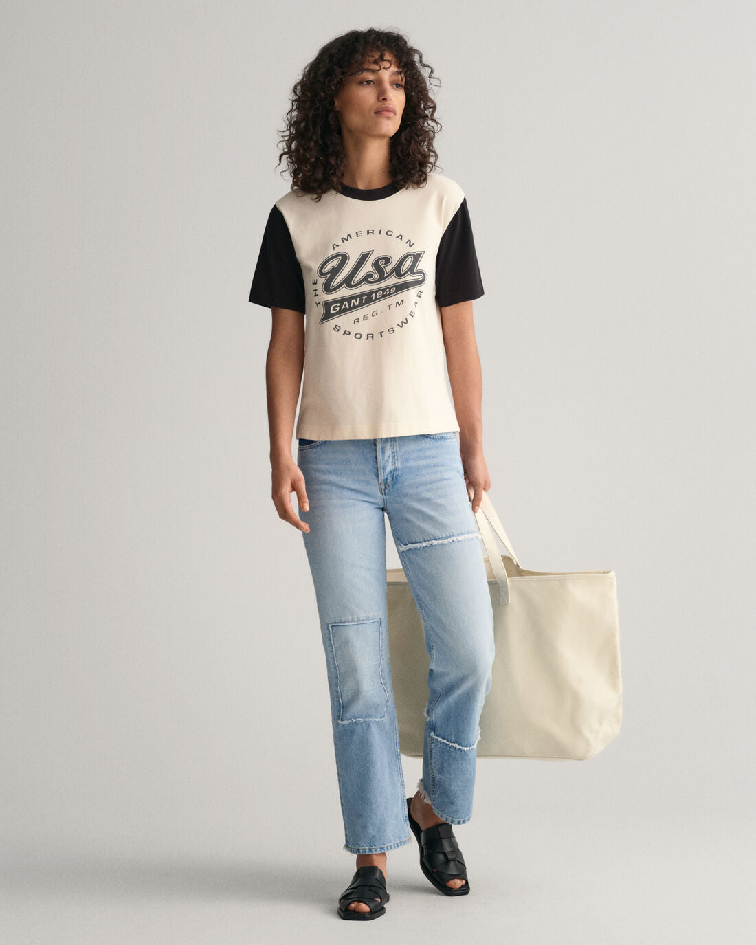 Logo Colour Block T-Shirt - Linen