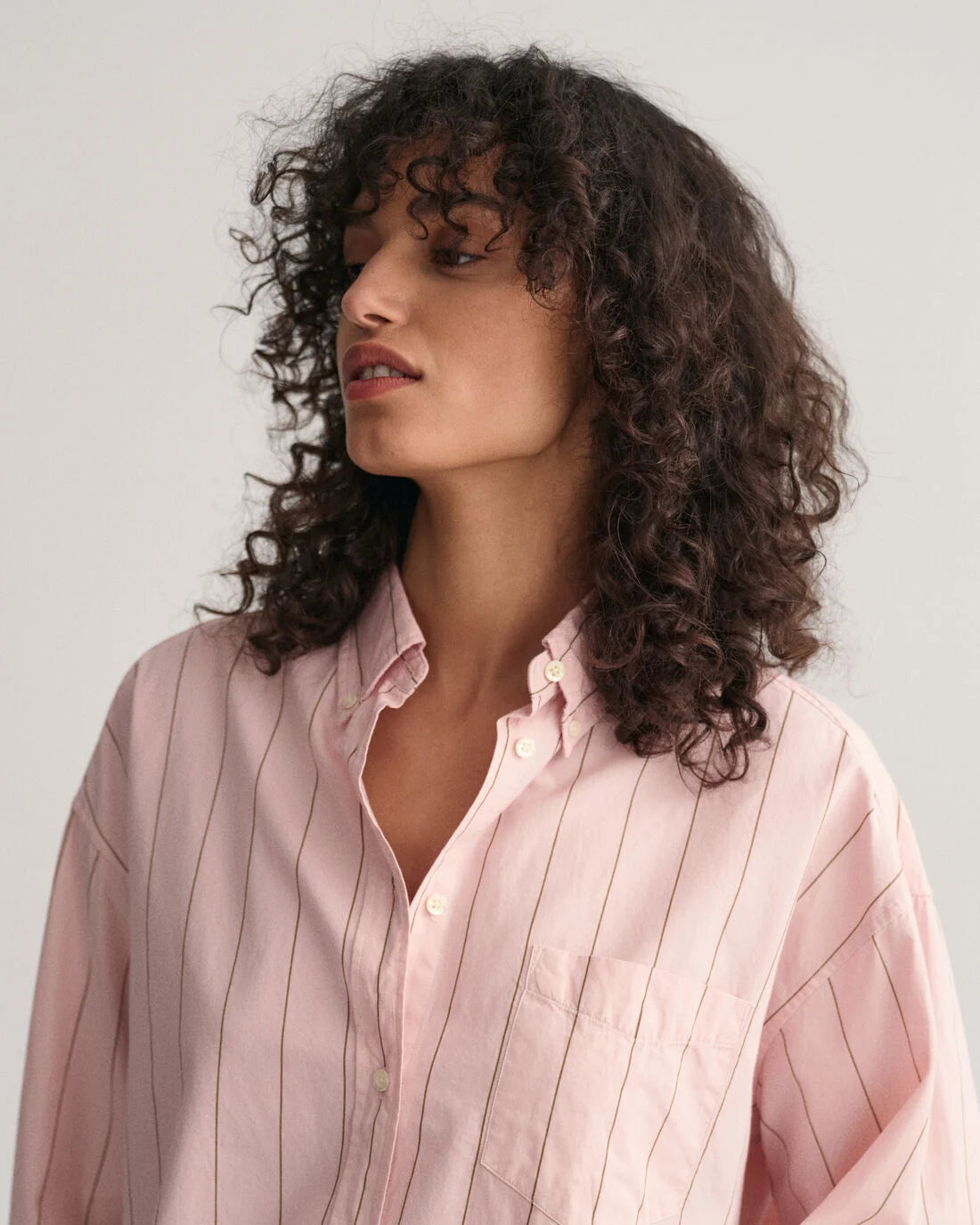 Oversized Luxury Striped Oxford Shirt - Faded Pink