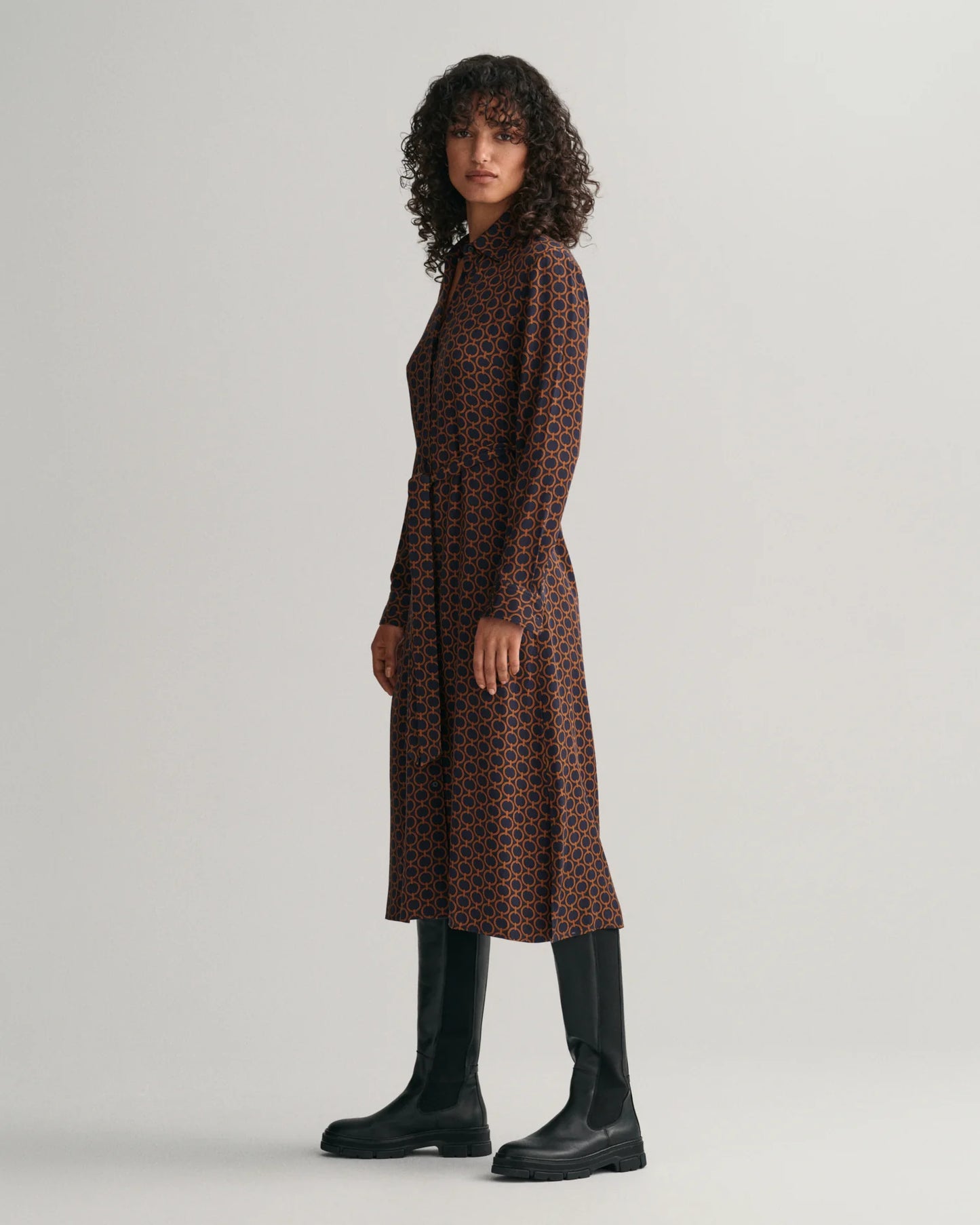 Slim Fit Geometric Shirt Dress - Evening Blue