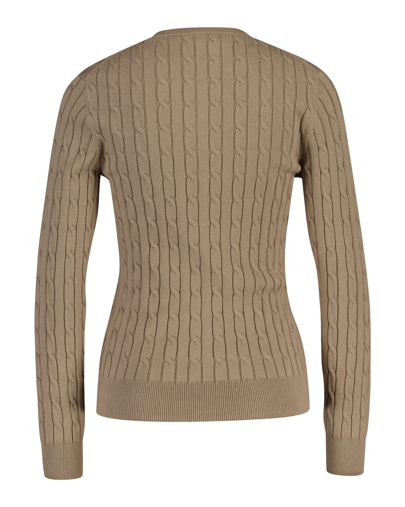 Stretch Cotton Cable Knit Cardigan - Taupe Beige