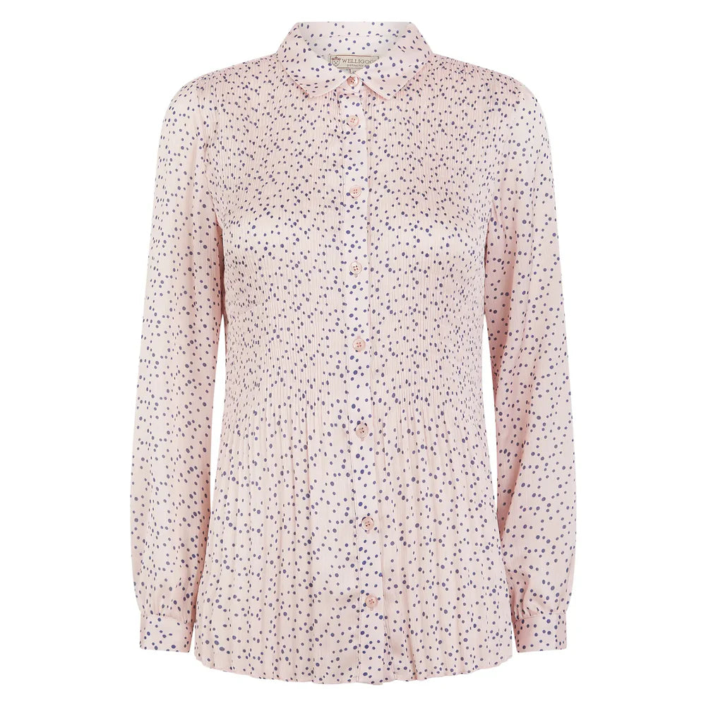 Amelia Navy Pink Spot Blouse