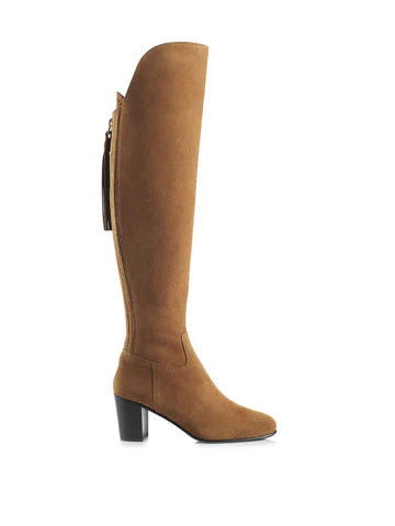 Amira Heeled Over-the-Knee Boot - Tan Suede