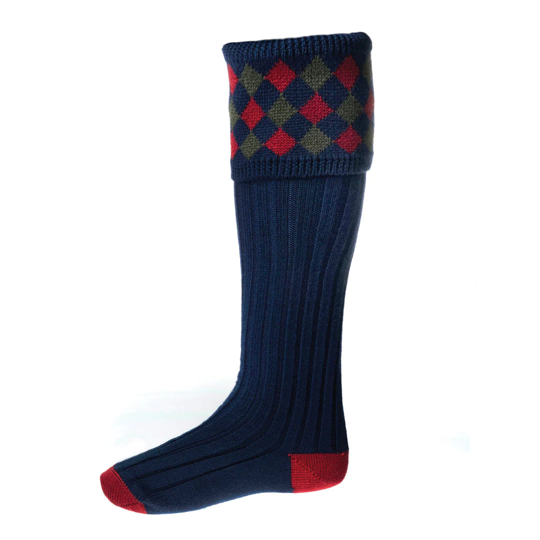 Chequers Socks - Navy