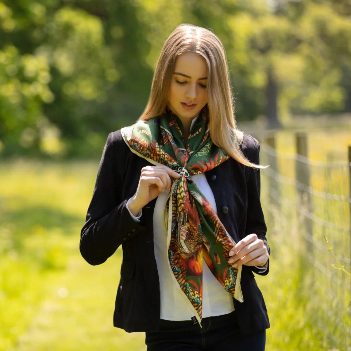 Silk Scarf 'Heads or Tails' - Khaki