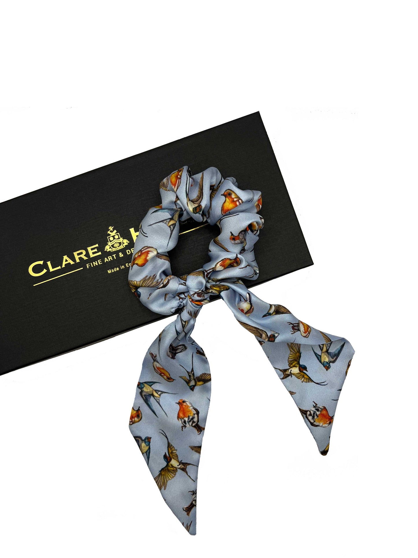 Silk Scrunchie 'Watching Over Me' - Mykonos Blue