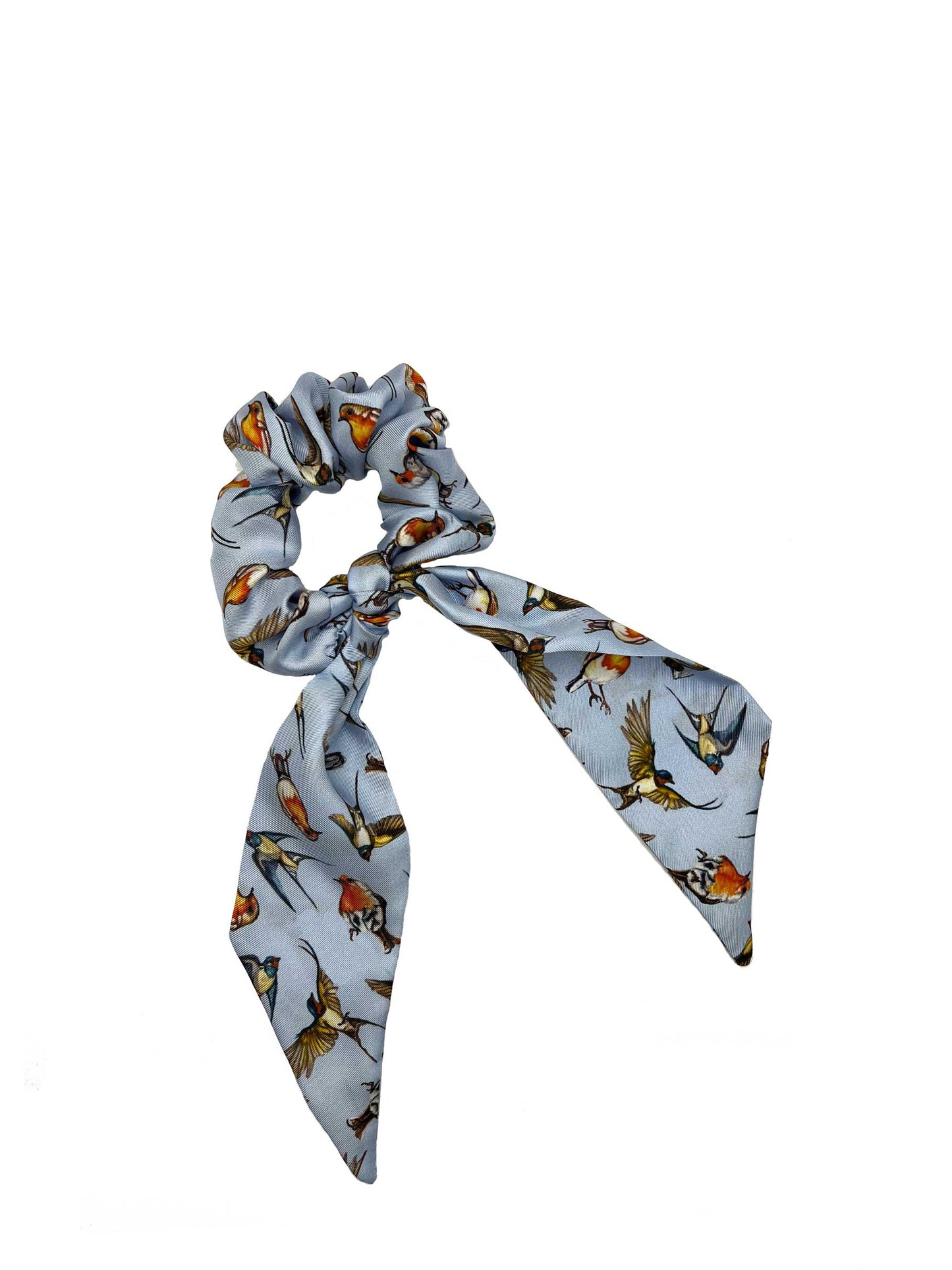 Silk Scrunchie 'Watching Over Me' - Mykonos Blue