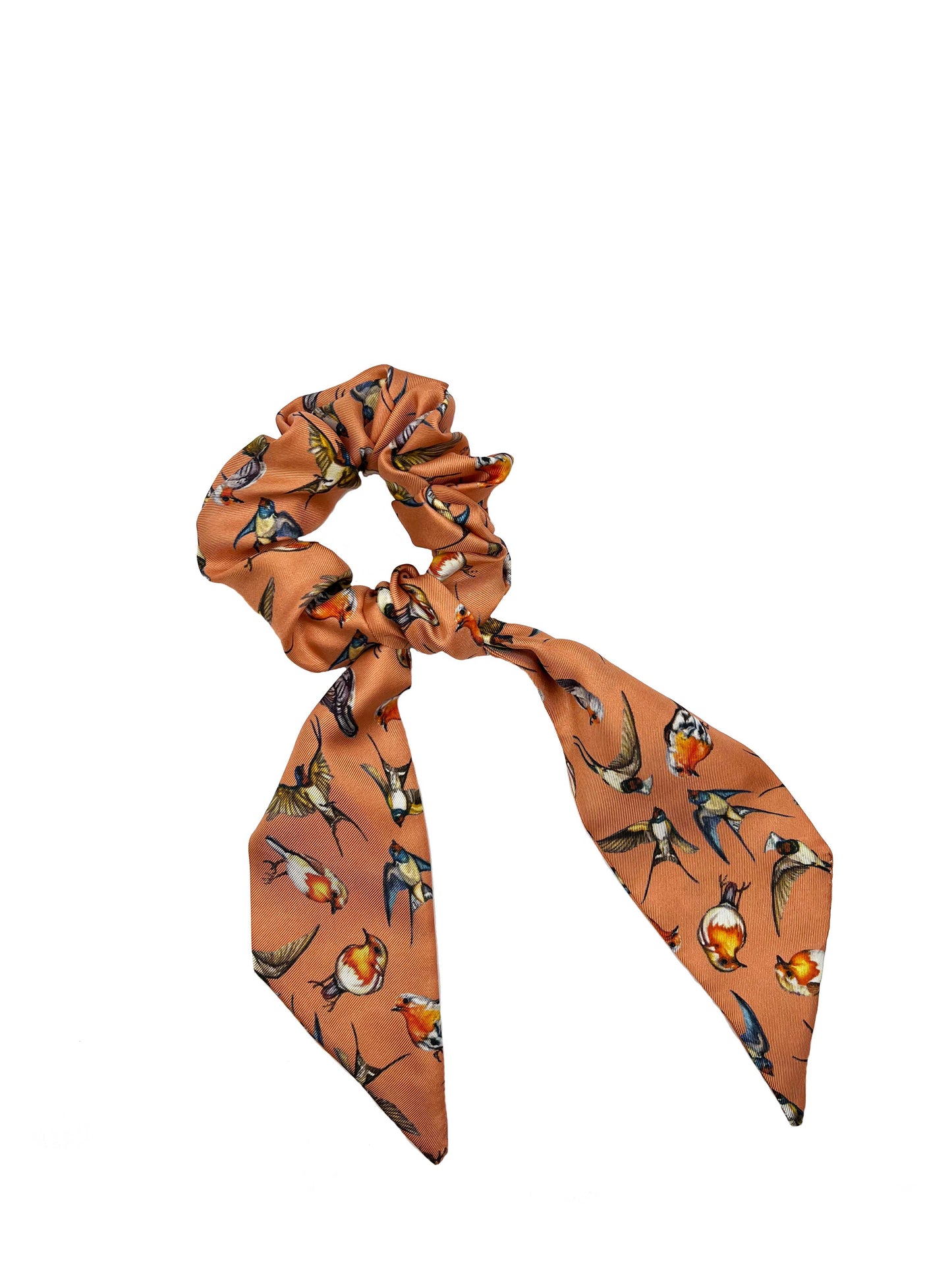 Silk Scrunchie 'Watching Over Me' - Sienna Orange