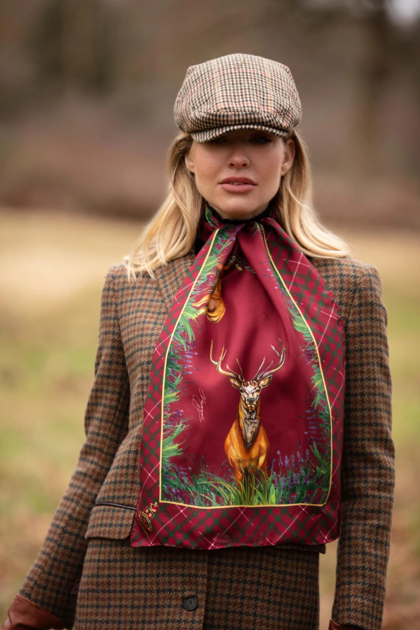 Classic Silk Scarf 'Caledonia' - Holly Berry