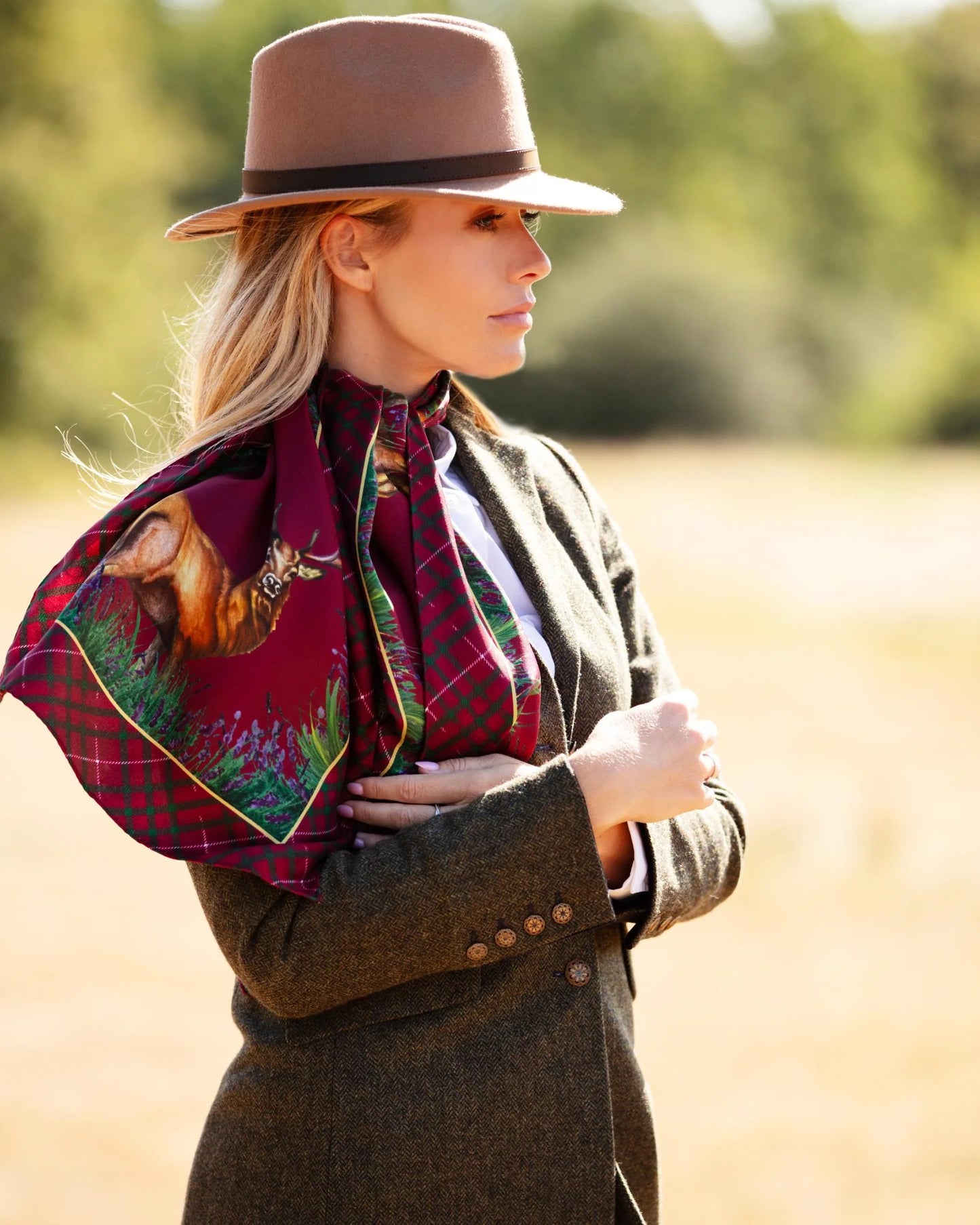 Classic Silk Scarf 'Caledonia' - Holly Berry