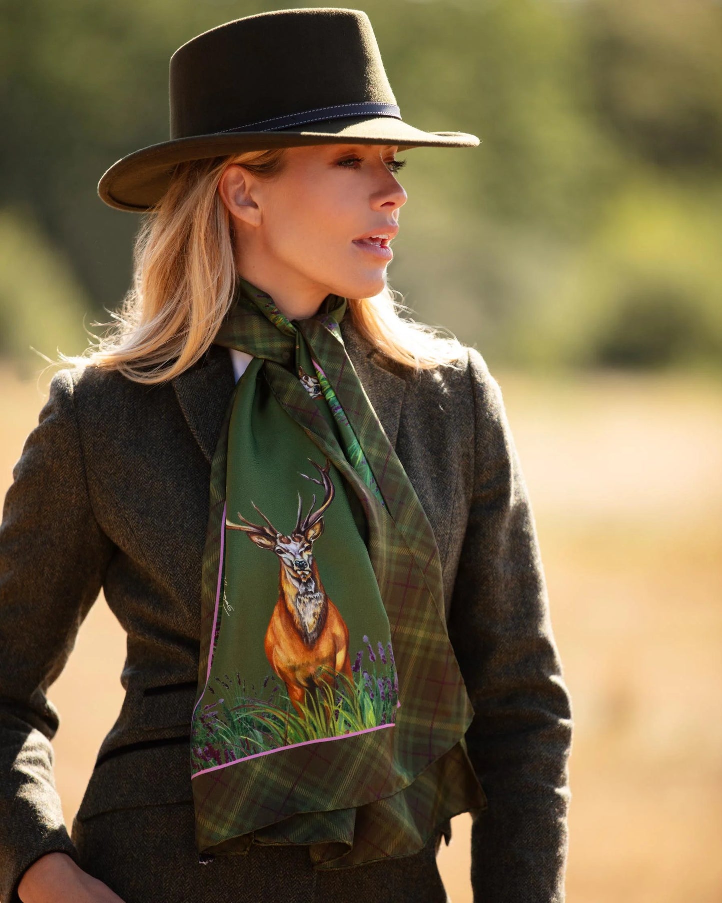 Classic Silk Scarf 'Caledonia' - Moss Green