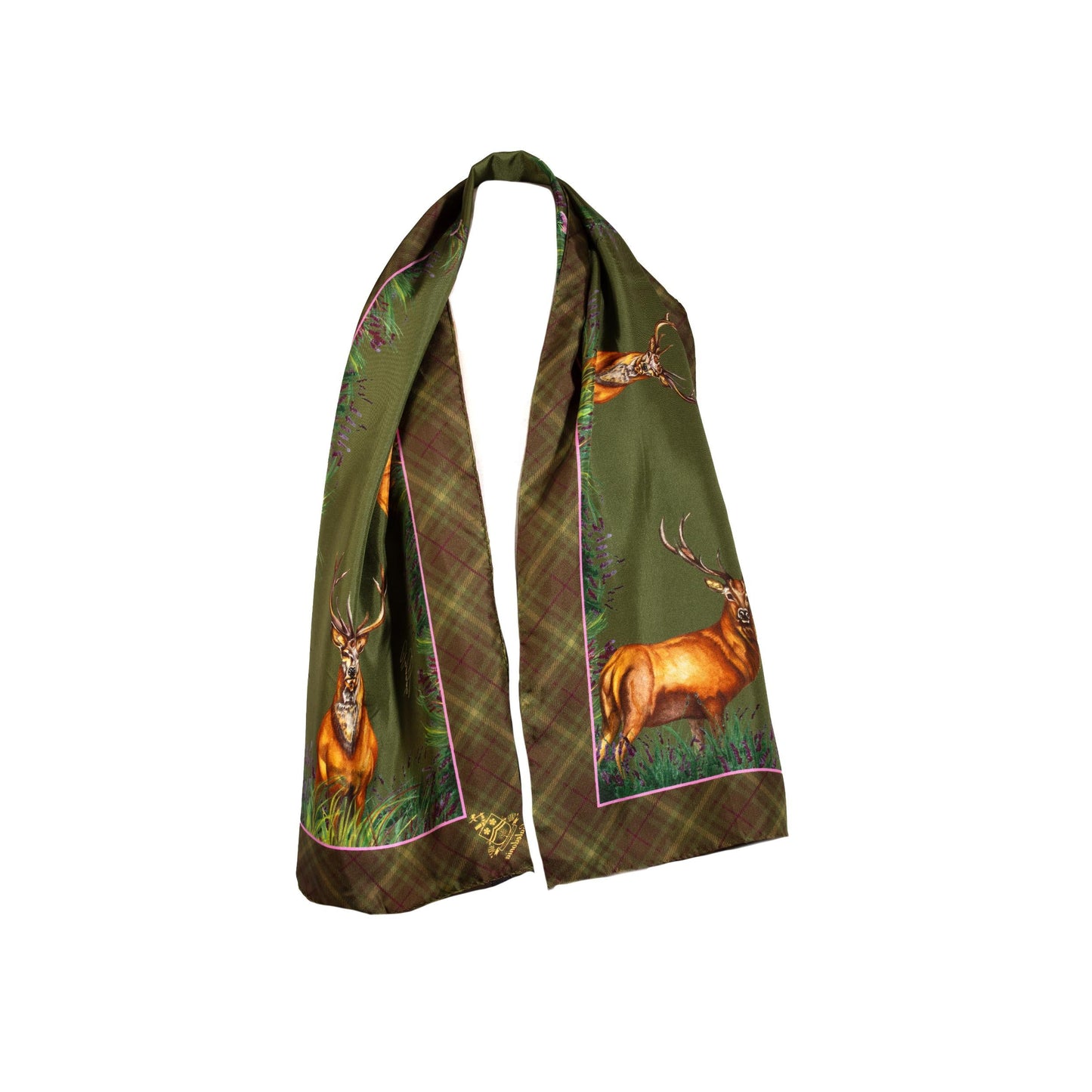 Classic Silk Scarf 'Caledonia' - Moss Green