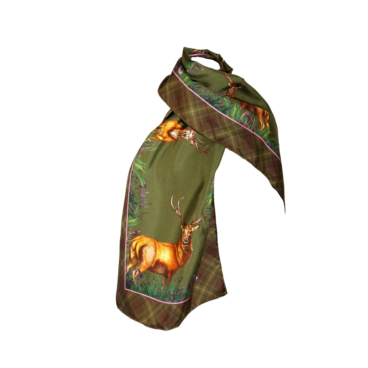Classic Silk Scarf 'Caledonia' - Moss Green