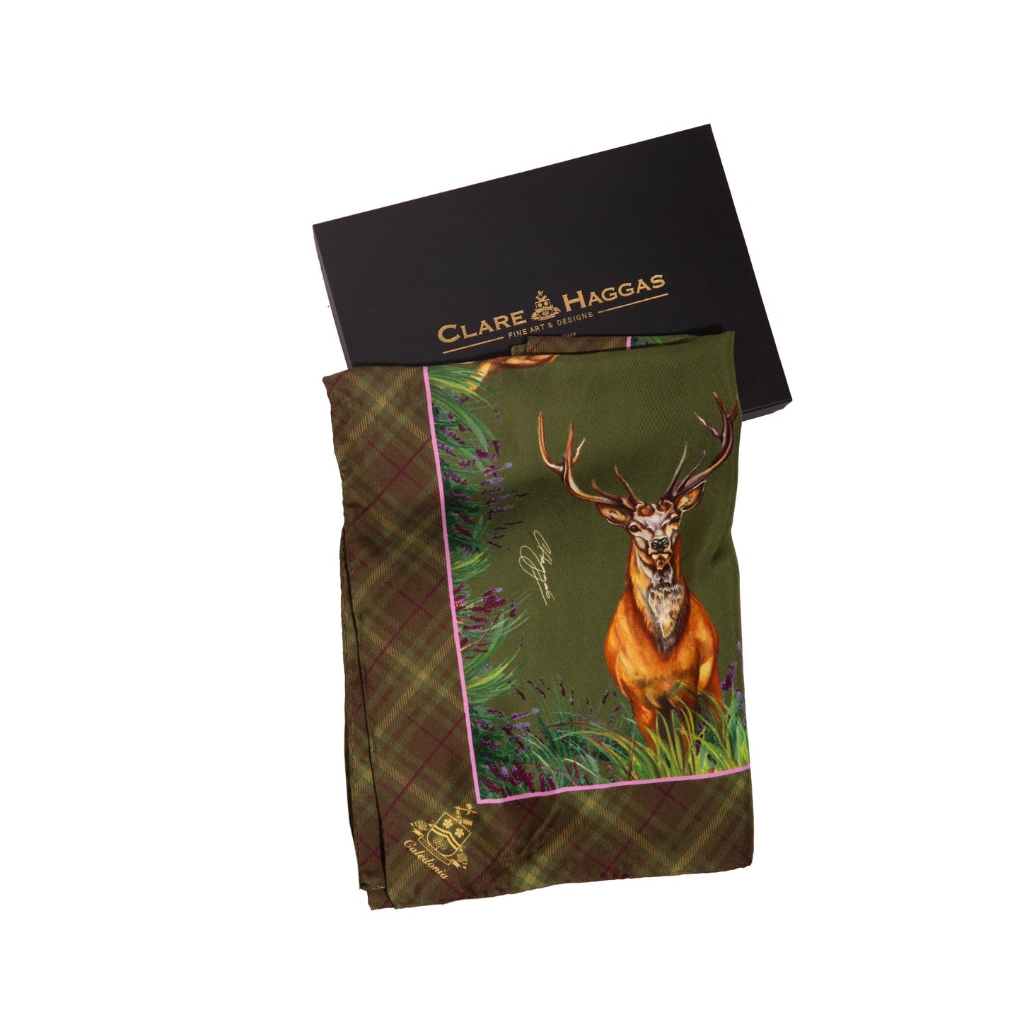 Classic Silk Scarf 'Caledonia' - Moss Green