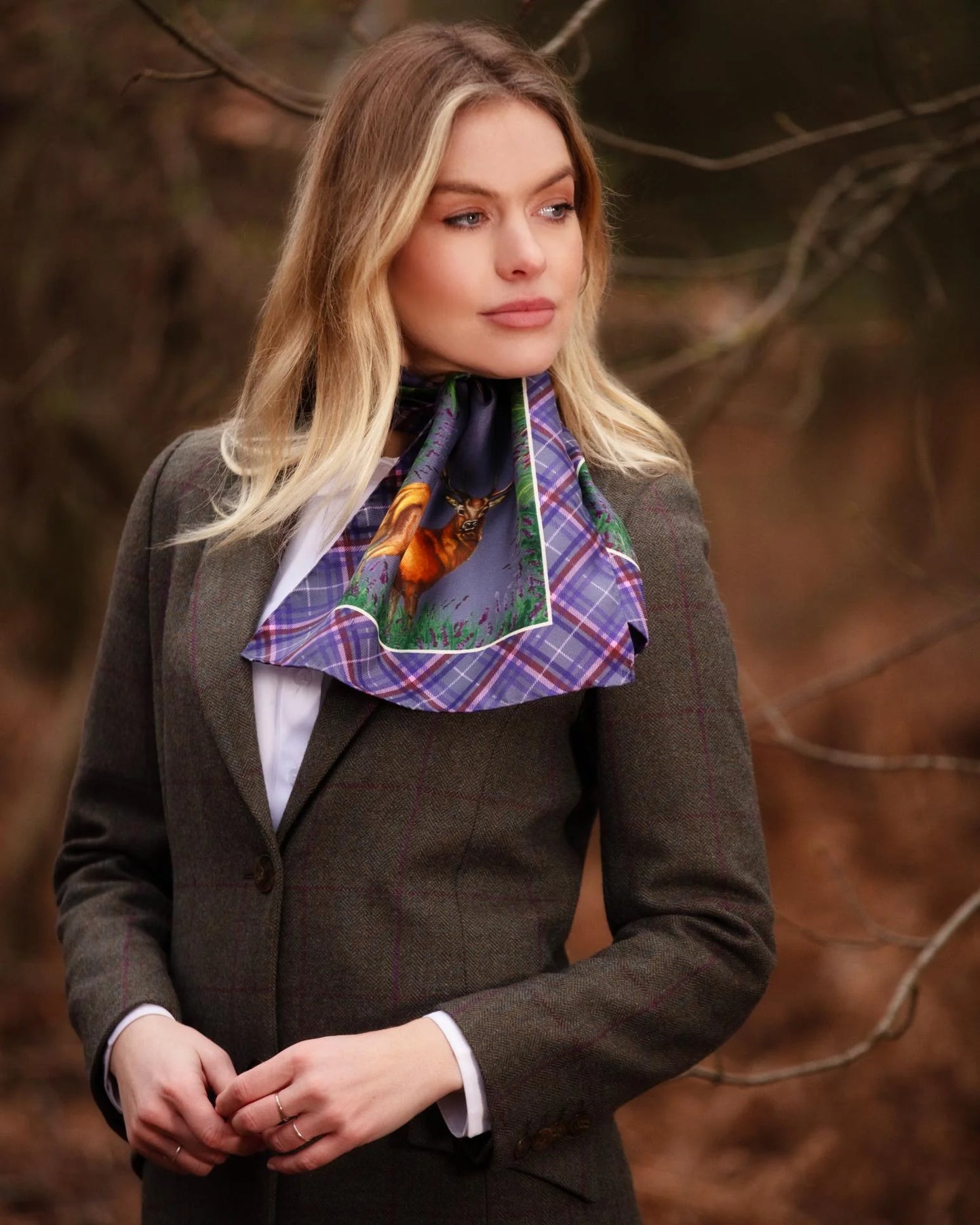 Narrow Silk Scarf 'Caledonia' - Soft Amethyst