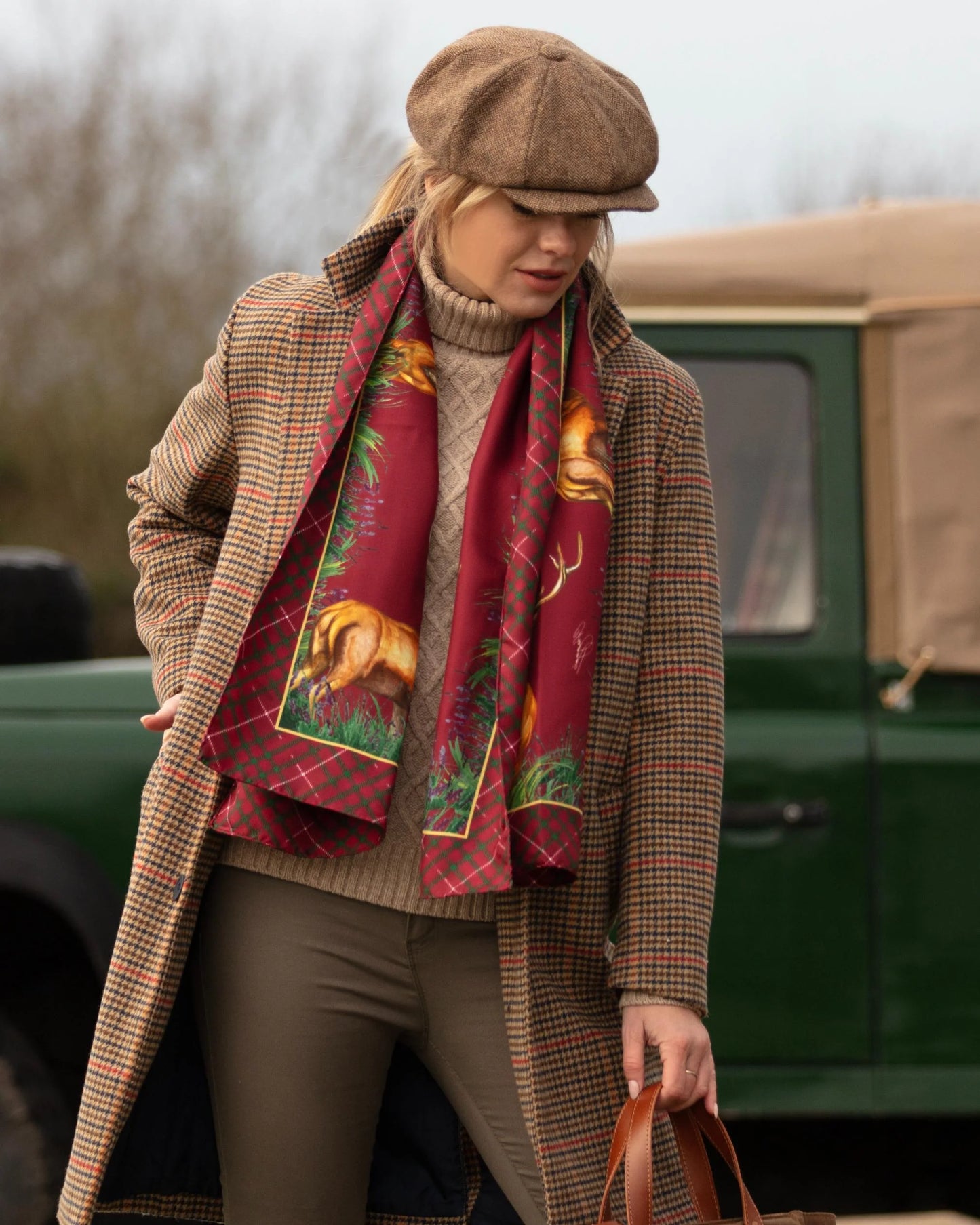 Classic Silk Scarf 'Caledonia' - Holly Berry