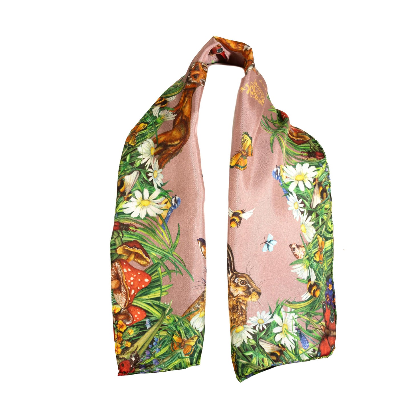 Narrow Silk Scarf 'Spiritual Awakening' - Antique Rose