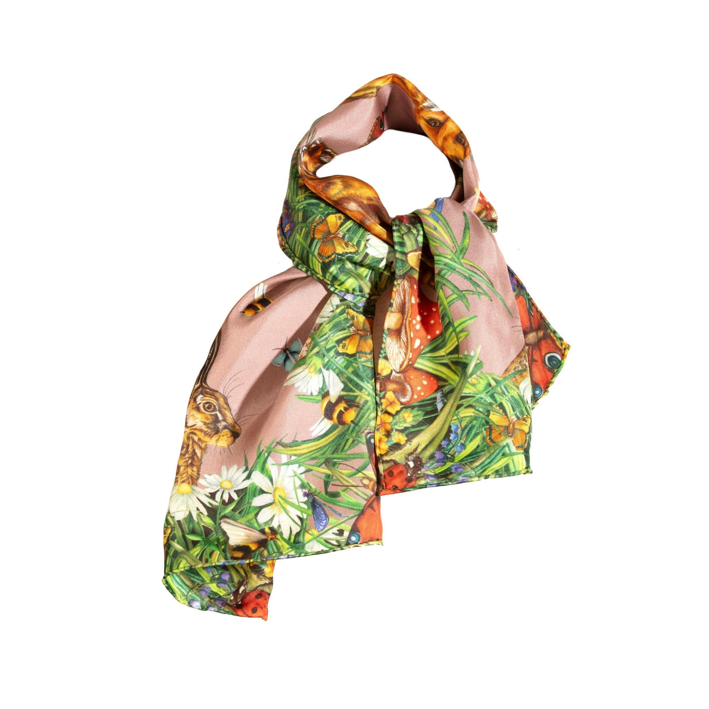 Narrow Silk Scarf 'Spiritual Awakening' - Antique Rose