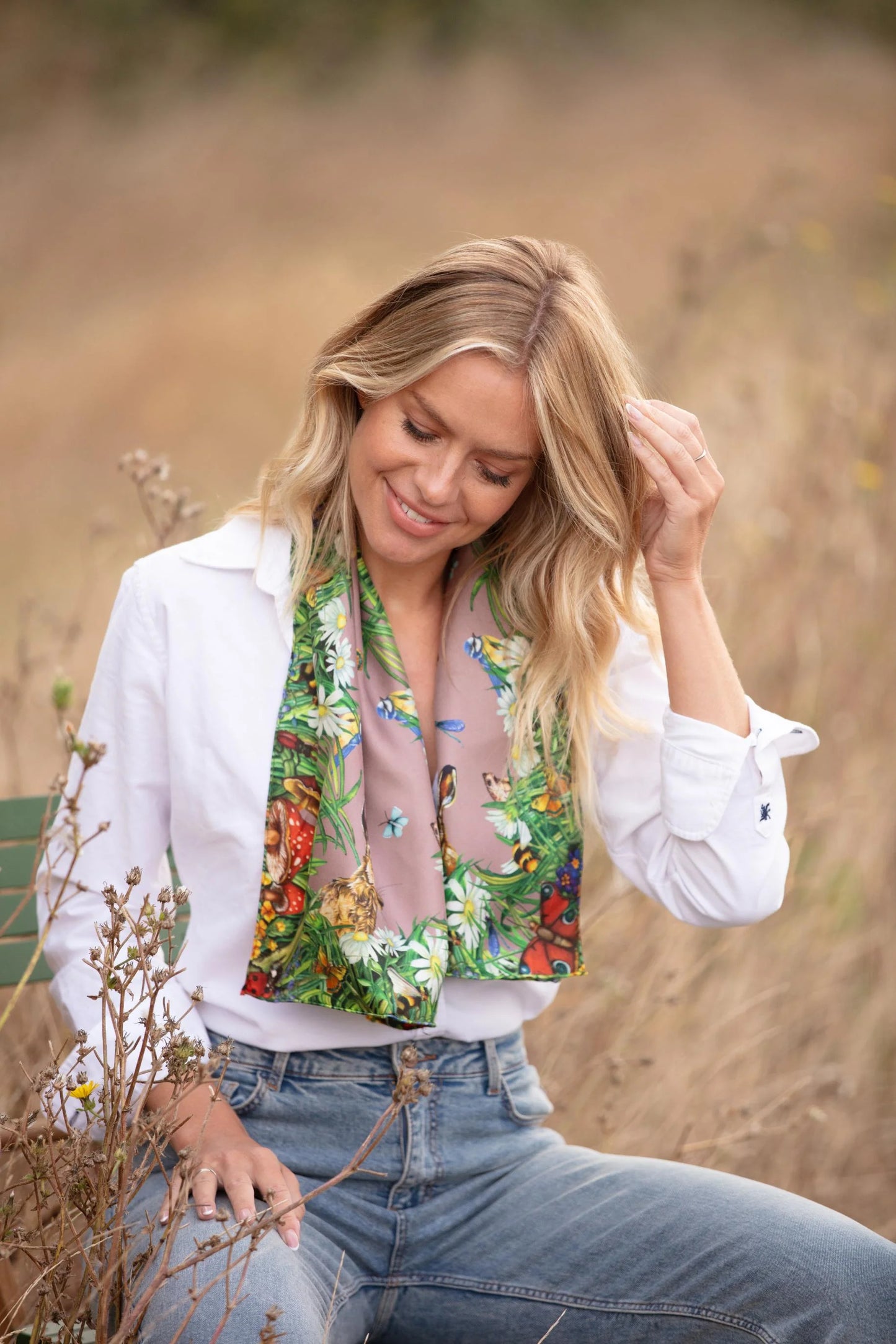 Narrow Silk Scarf 'Spiritual Awakening' - Antique Rose
