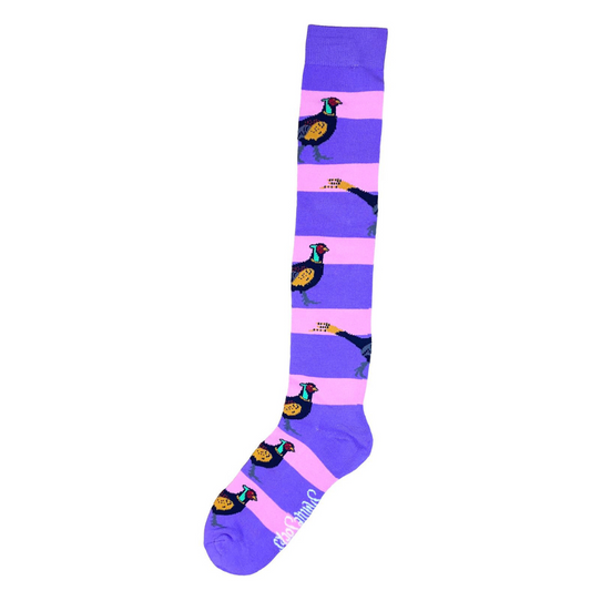 Purple & Pink Long Pheasant Welly Socks - Adult