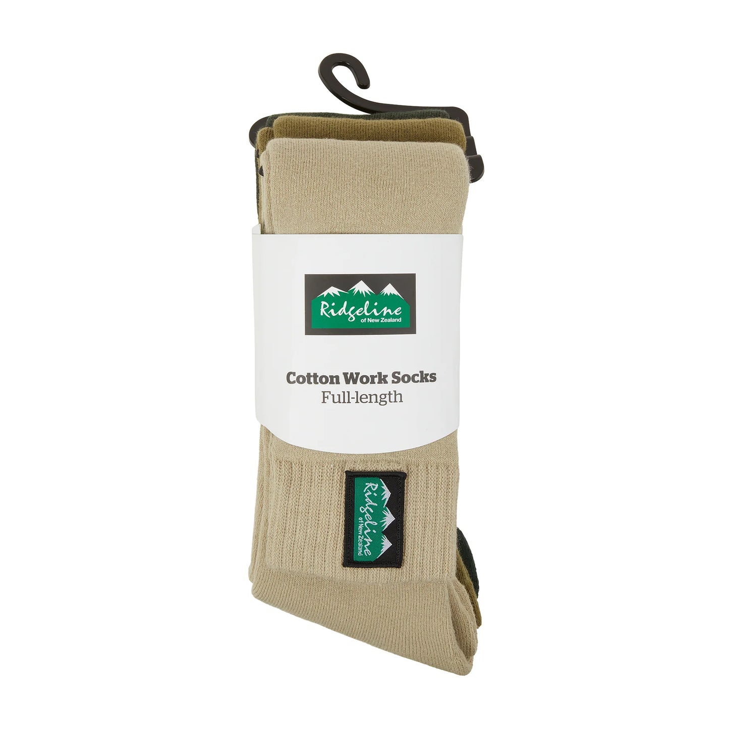 Cotton Work Socks Full Length - Olive Multi - Pack of 3