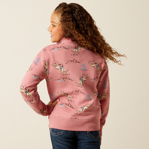 Girls' Bronc Scene 1/4 Zip Sweatshirt - Bronc Toile