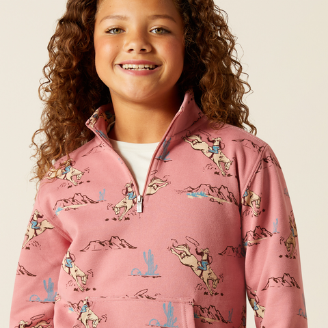 Girls' Bronc Scene 1/4 Zip Sweatshirt - Bronc Toile