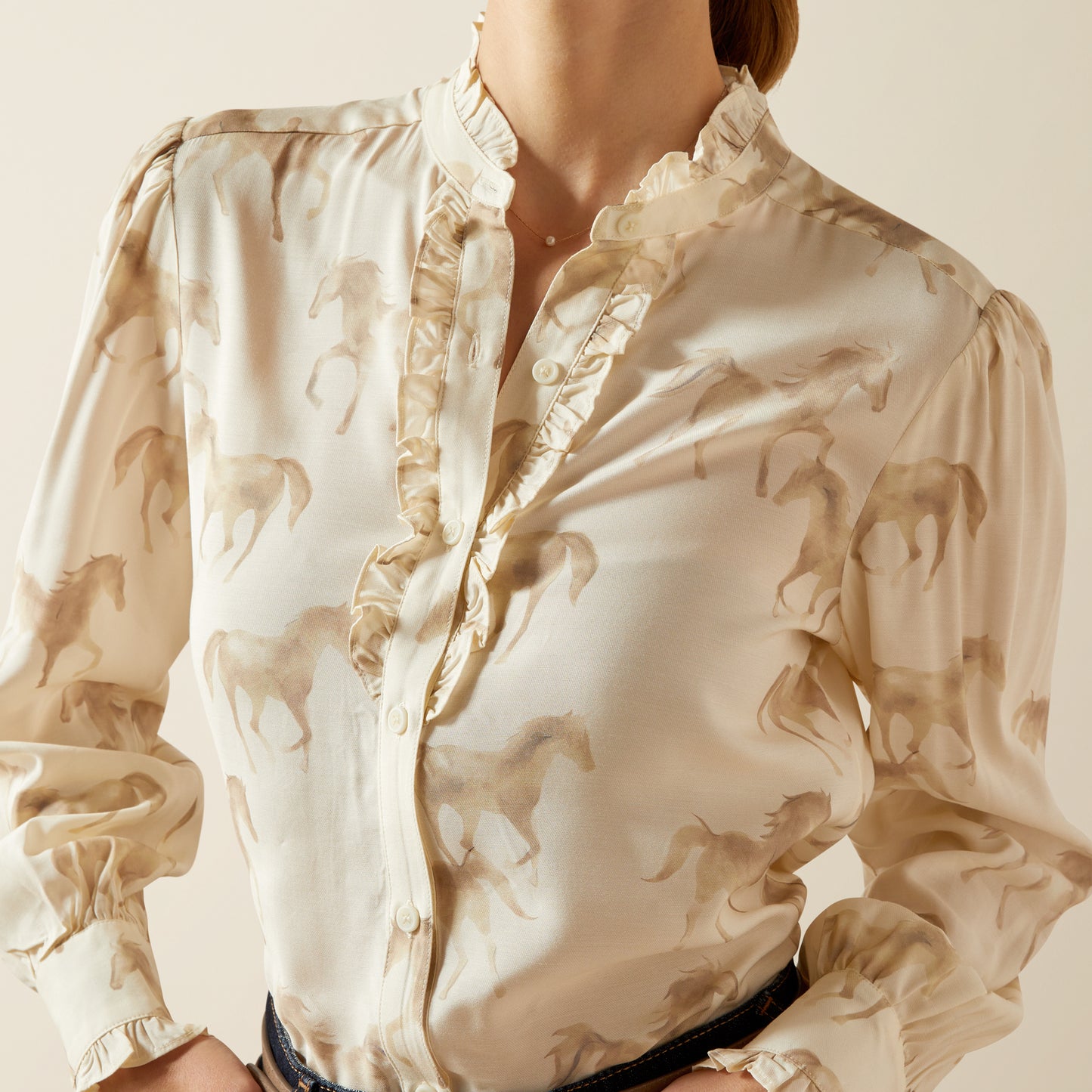 Cricklade Blouse - Watercolour Horse Print