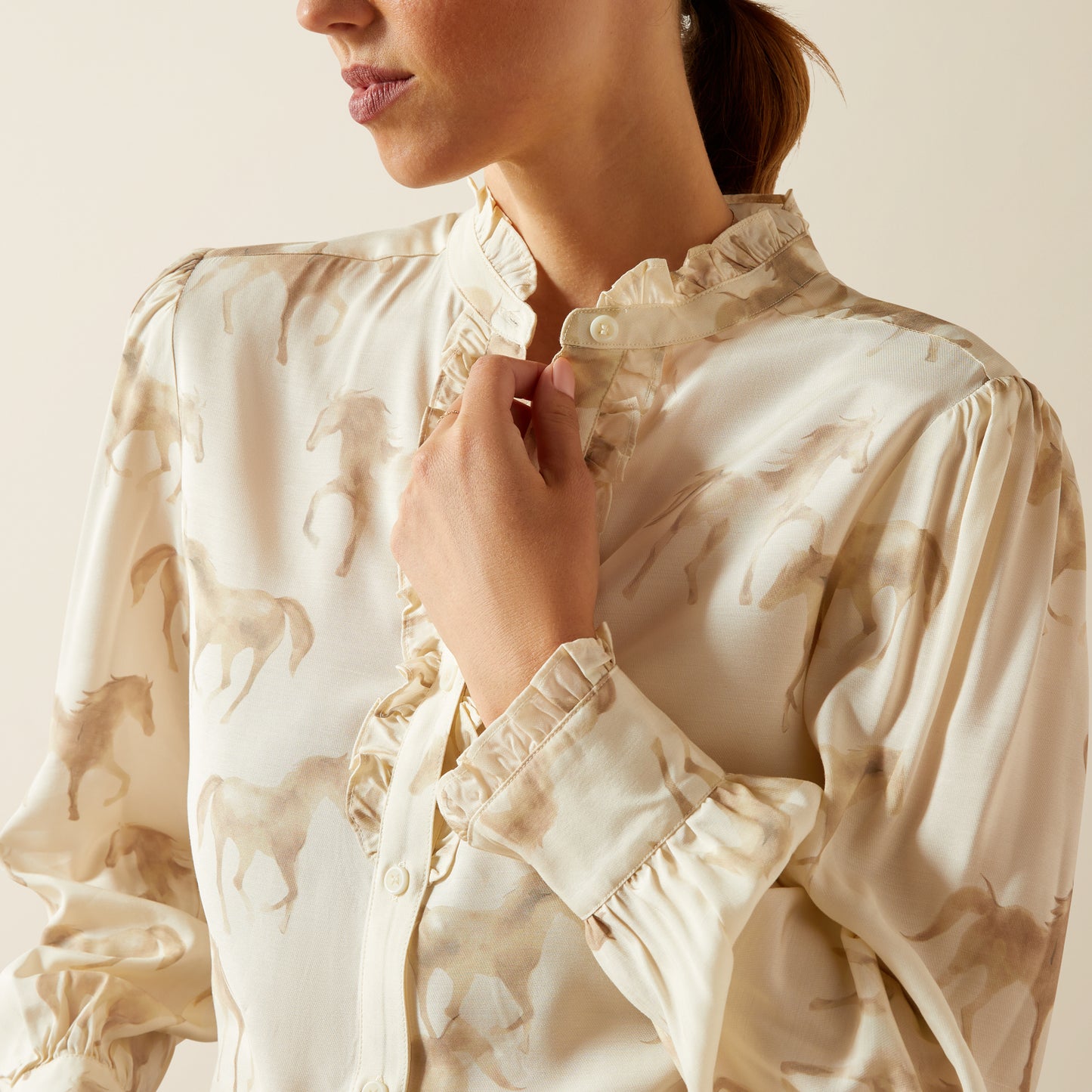 Cricklade Blouse - Watercolour Horse Print