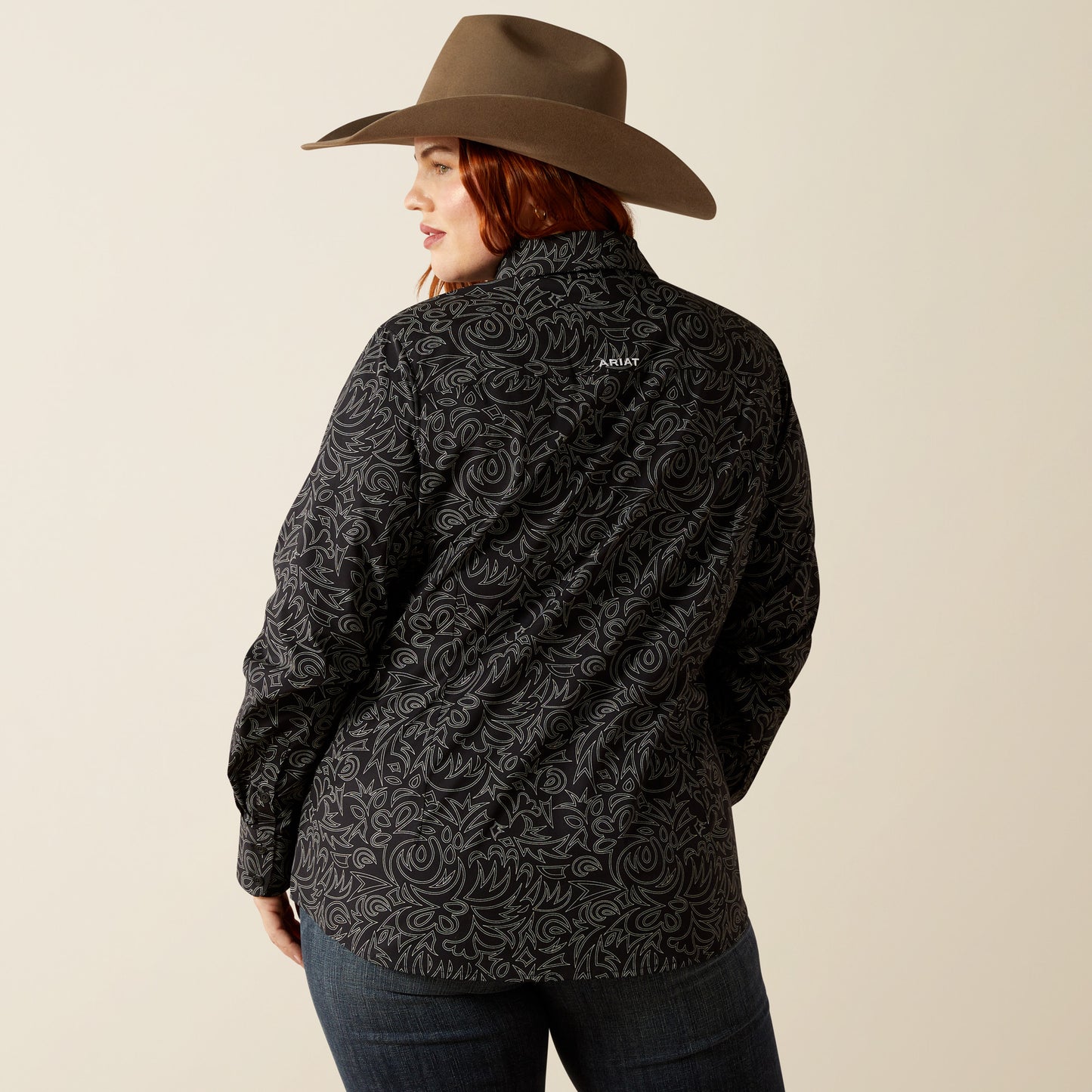 Kirby Stretch Western Shirt - Black Boot Stitch