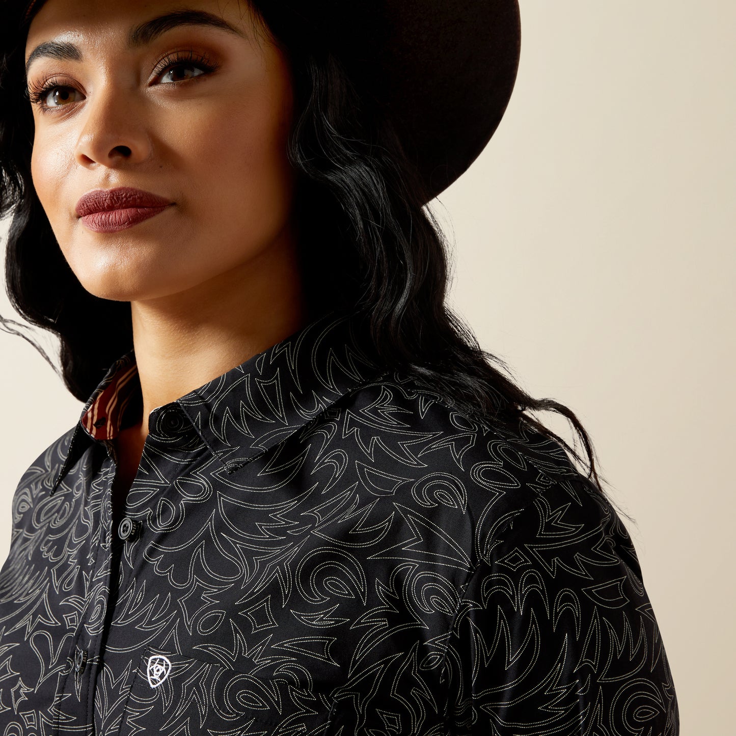Kirby Stretch Western Shirt - Black Boot Stitch