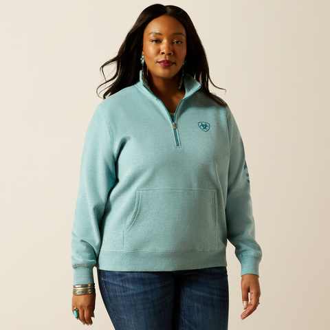 Foundation Logo 1/2 Zip Sweatshirt - Teal Heather