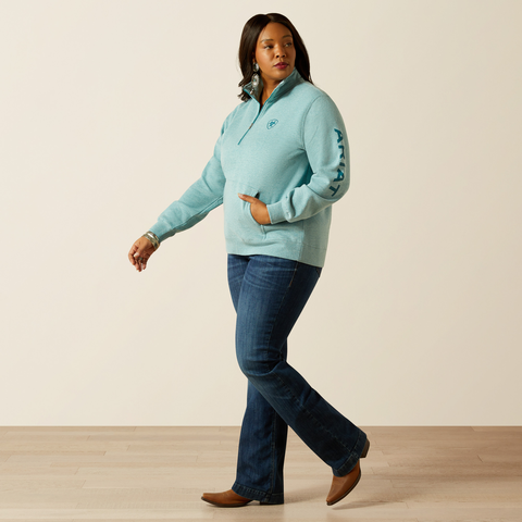 Foundation Logo 1/2 Zip Sweatshirt - Teal Heather