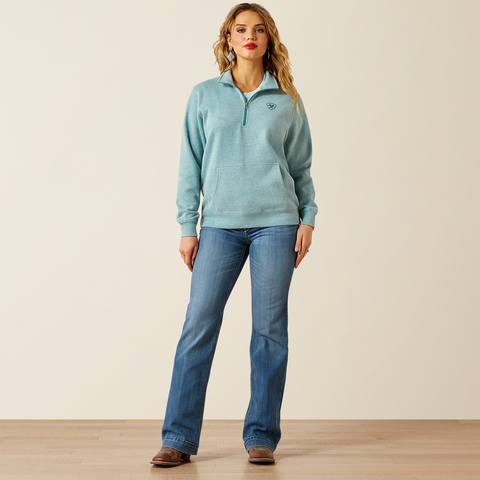 Foundation Logo 1/2 Zip Sweatshirt - Teal Heather