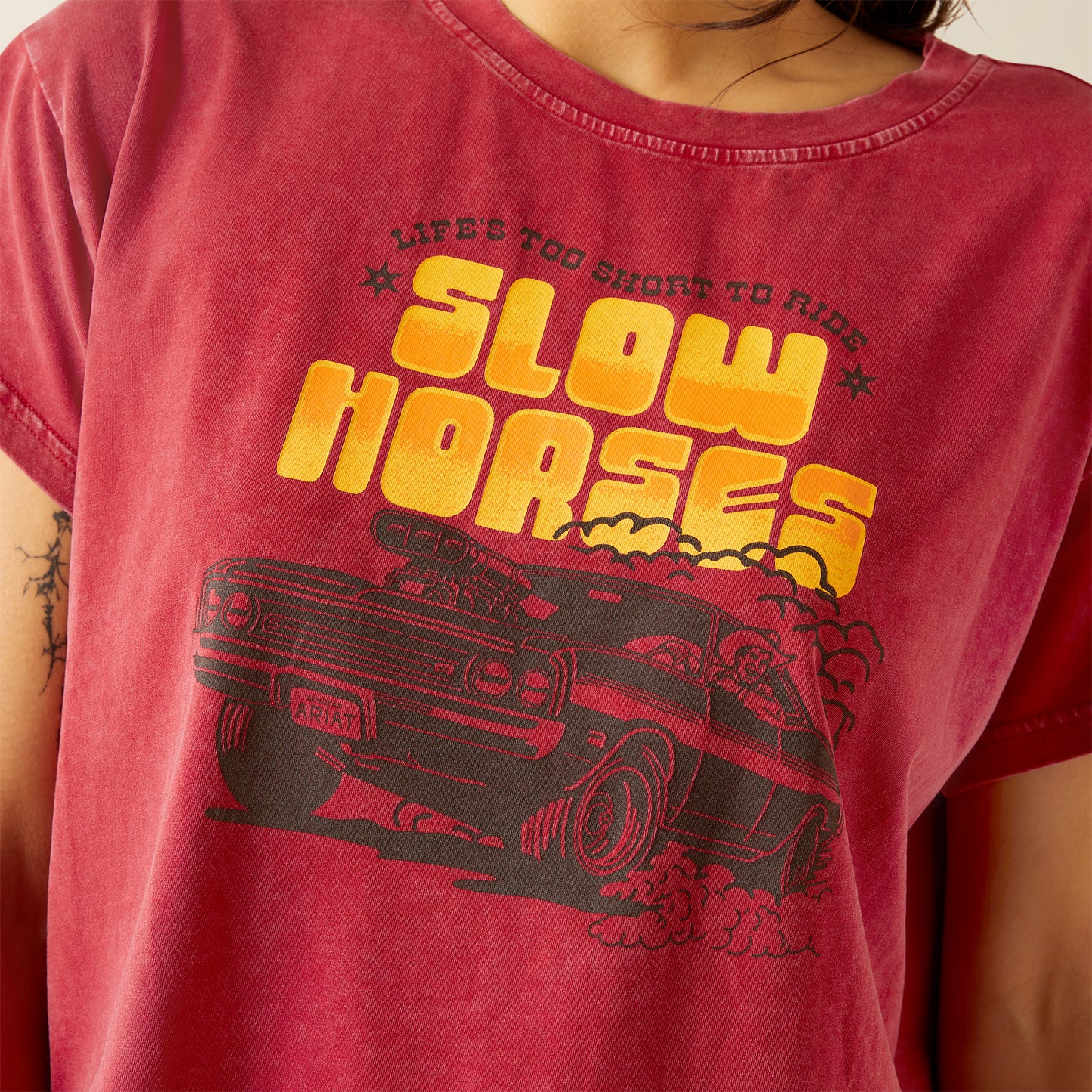 Sendero Slow Horses T-Shirt - Biking Red Mineral Wash