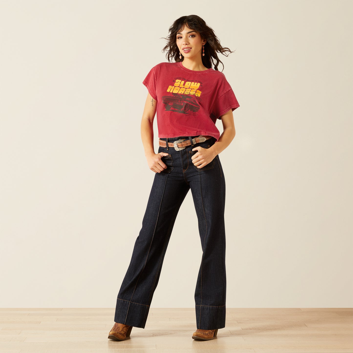 Sendero Slow Horses T-Shirt - Biking Red Mineral Wash