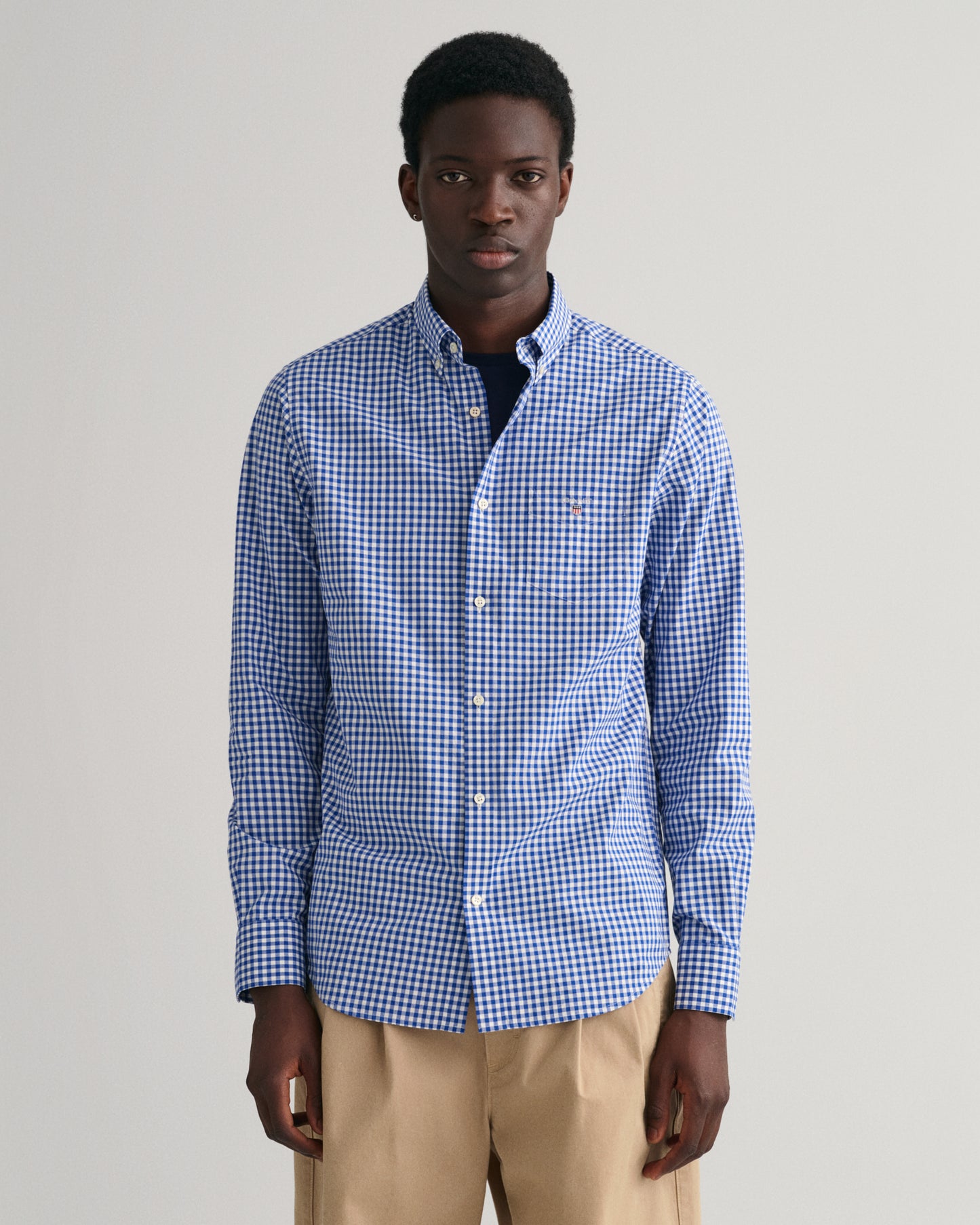 Regular Fit Gingham Broadcloth Shirt - College Blue
