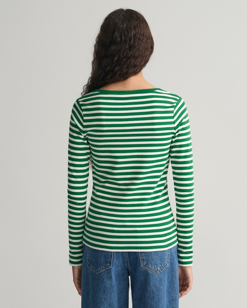 Slim Striped Rib Long Sleeve T-Shirt - Lavish Green