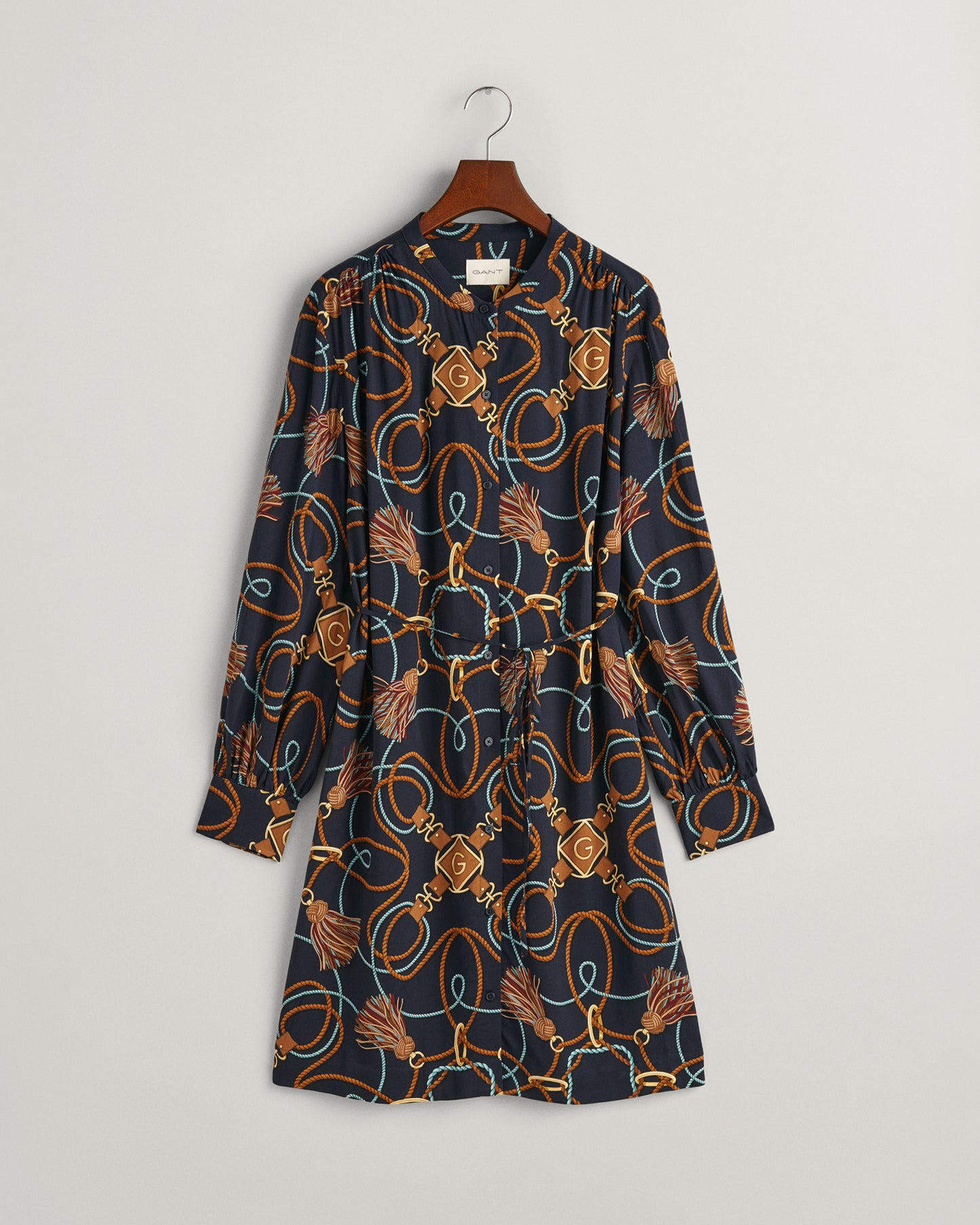 Rope Print Shirt Dress - Evening Blue