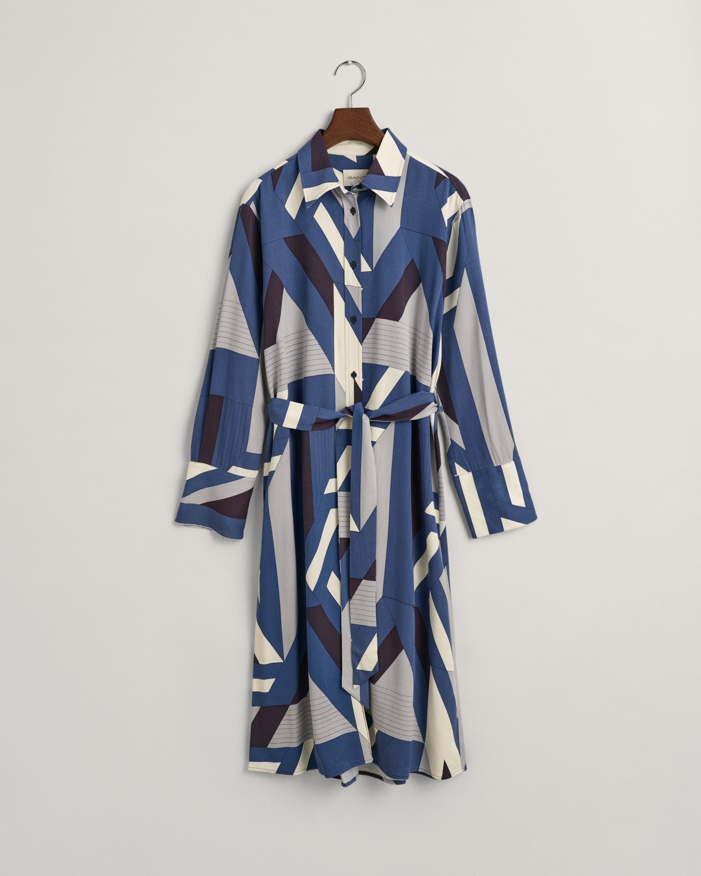 Letters Print Shirt Dress - Dusty Blue Sea