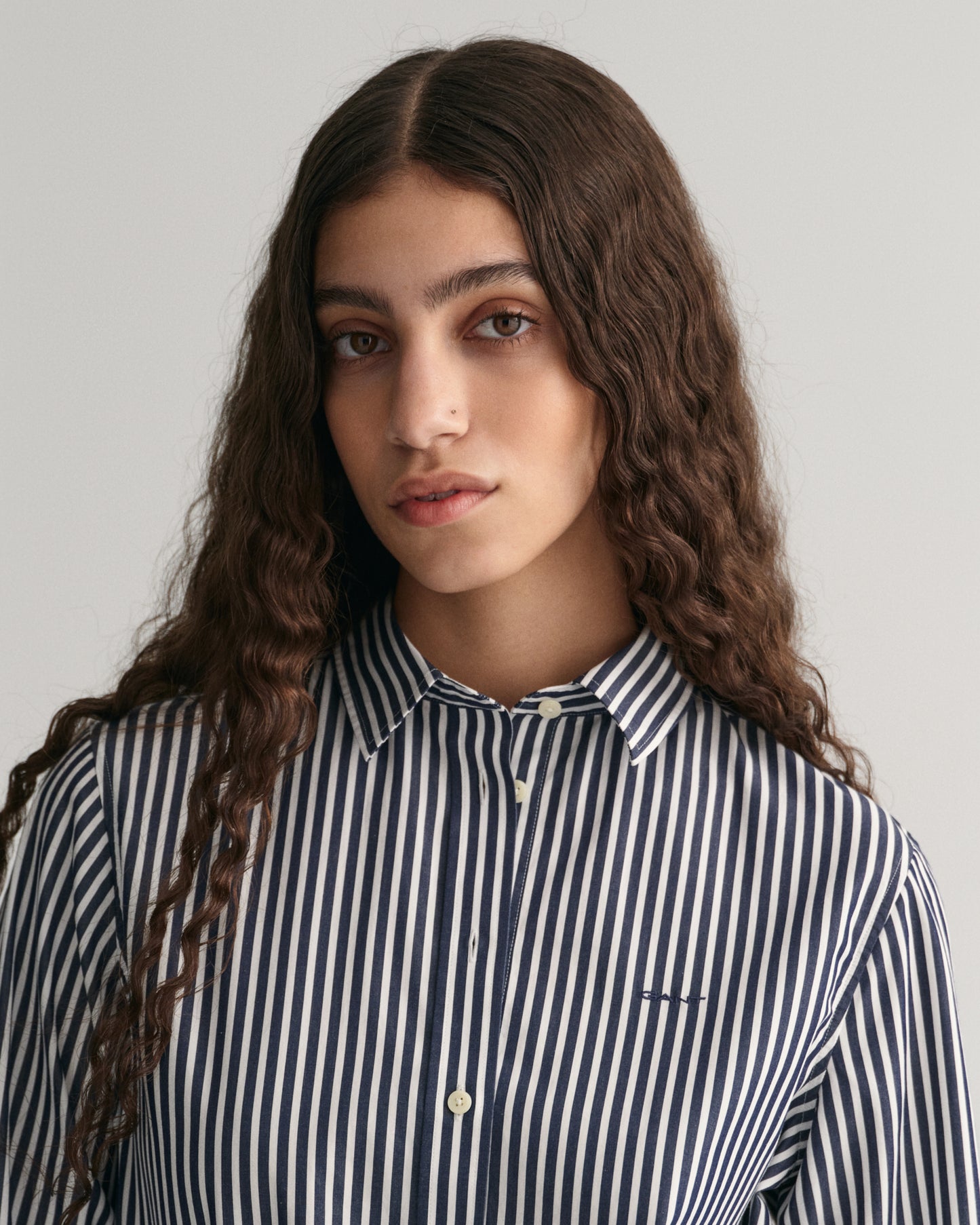 Regular Fit Striped Poplin Shirt - Classic Blue