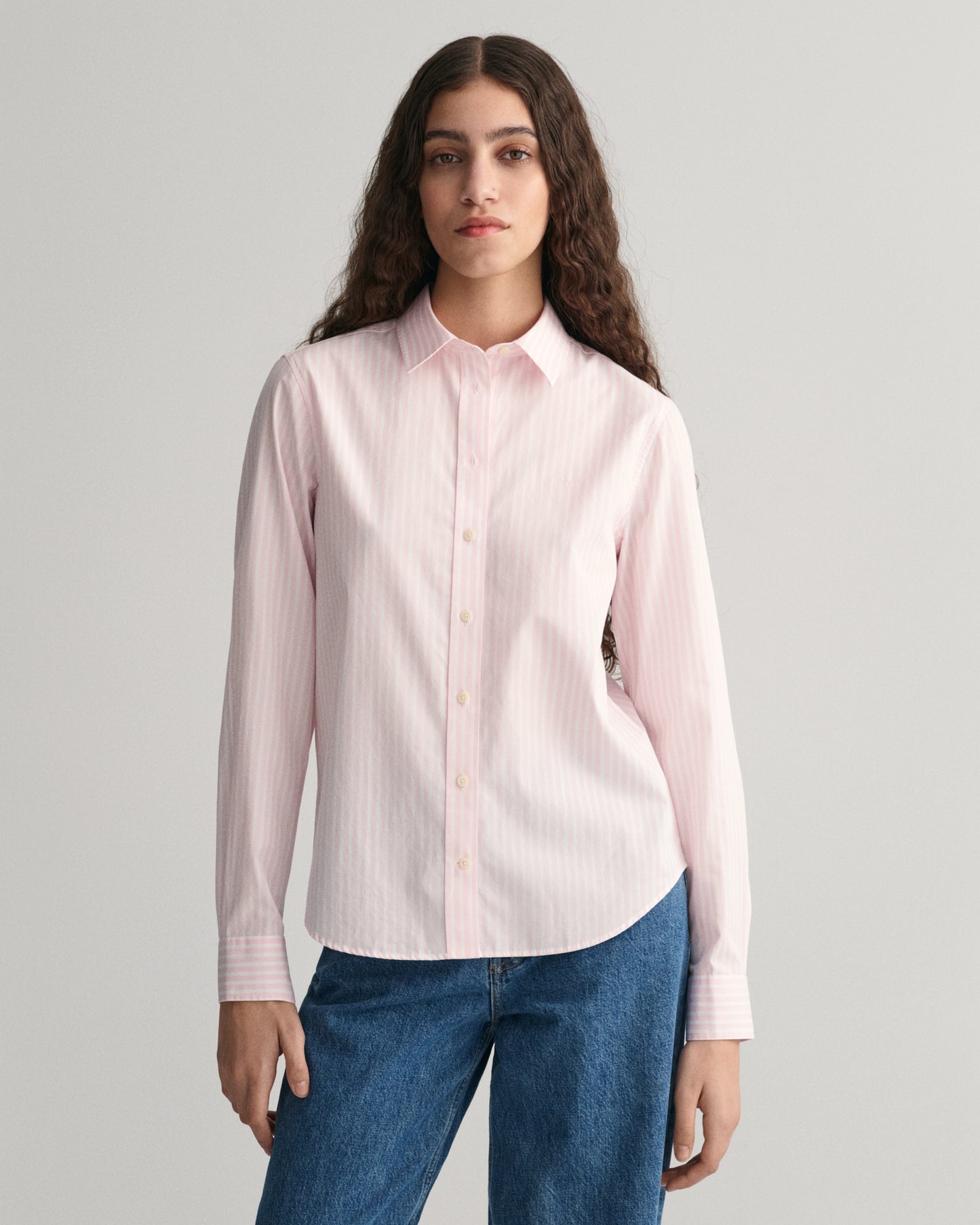 Regular Fit Striped Poplin Shirt - Light Pink